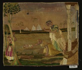 Embroidered and painted picture, Moses Rescued by Pharaoh's Daughter