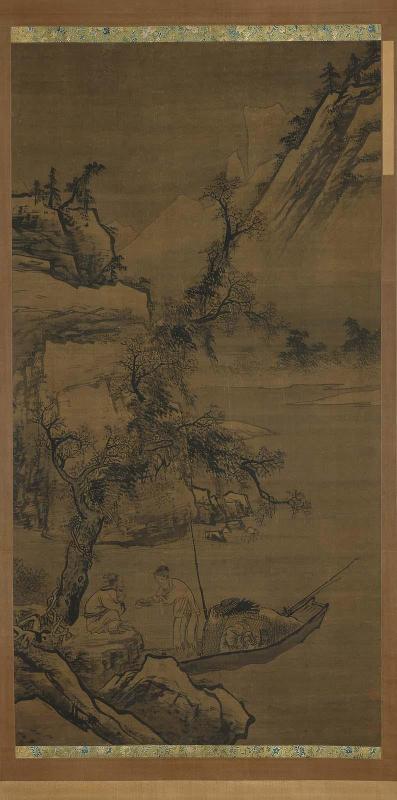 Selling fish on a snowy river