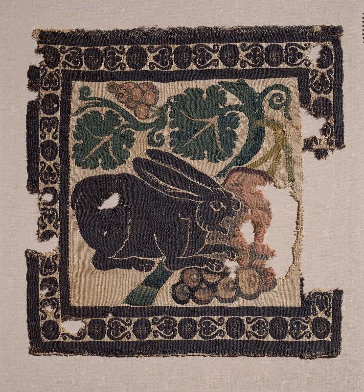 Pair of tapestry woven square dress ornaments