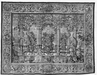 Tapestry: Pergola with Figures (probably from a series of pergola tapestries)