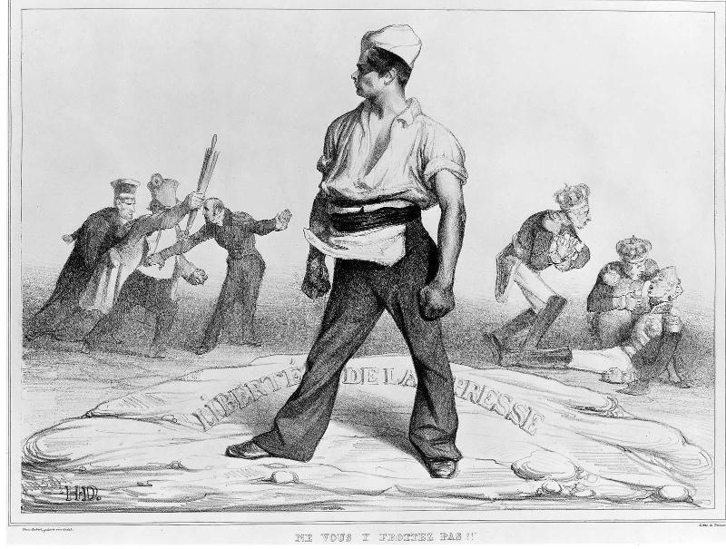 "Ne vous y Frottez Pas!! Liberté de la Presse" (Do not meddle with it! Freedom of the Press)
