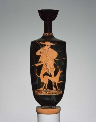 Oil flask (lekythos) with the hunter Kephalos and his dog