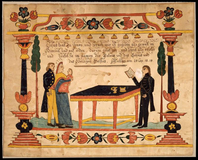 Exhortation and scene of baptism