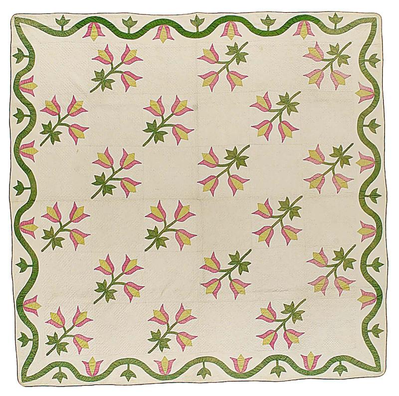 Triple tulip quilted bedcover