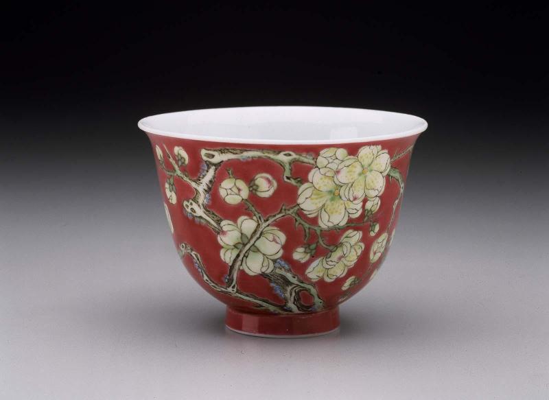 Ruby cup with plum blossom