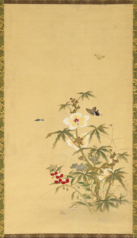 Hollyhocks and Butterflies