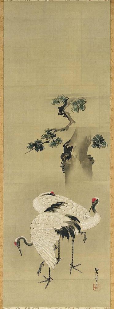 Cranes and Pine Tree