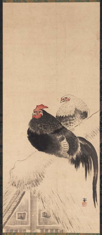 Two Chickens on a Thatched Roof