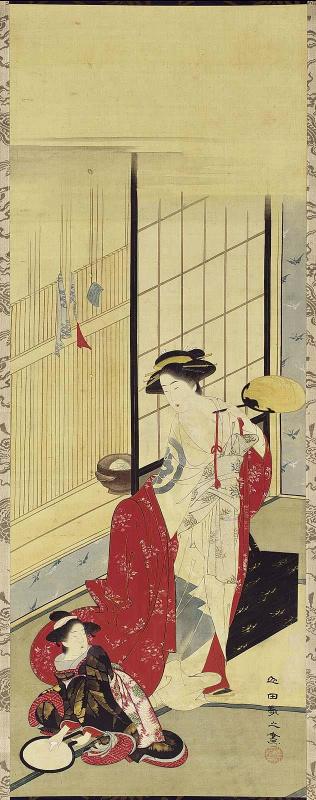 Courtesan Preparing Her Morning Toilette with a Child Attendant