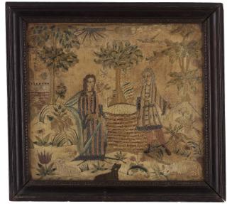 Embroidered picture of pastoral scene