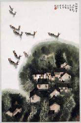 Riverscape with fisherman