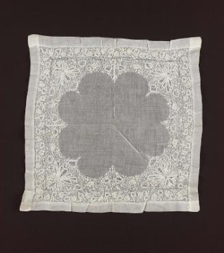 Large square handkerchief of white mull