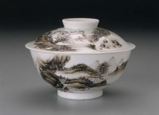 Covered bowl with landscape