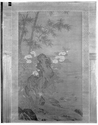Ducks and magpies, peonies, bamboo, and tigerlily