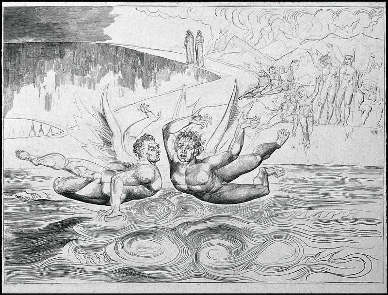 Two of the Malebranche quarrelling, Dante's Inferno Canto XXII