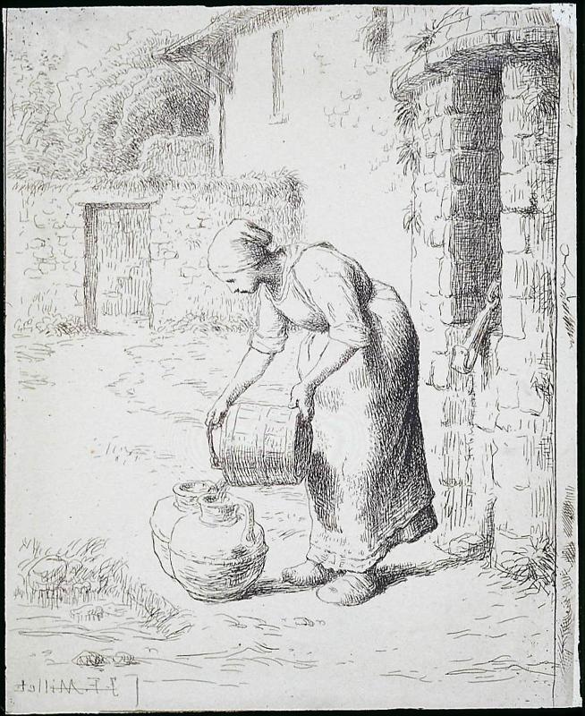 Woman Emptying a Bucket
