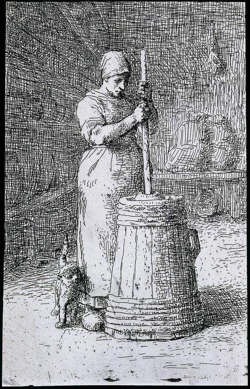 Woman Churning Butter