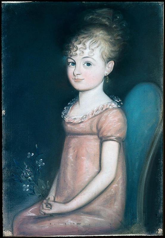 Young girl holding a Spray of Flowers