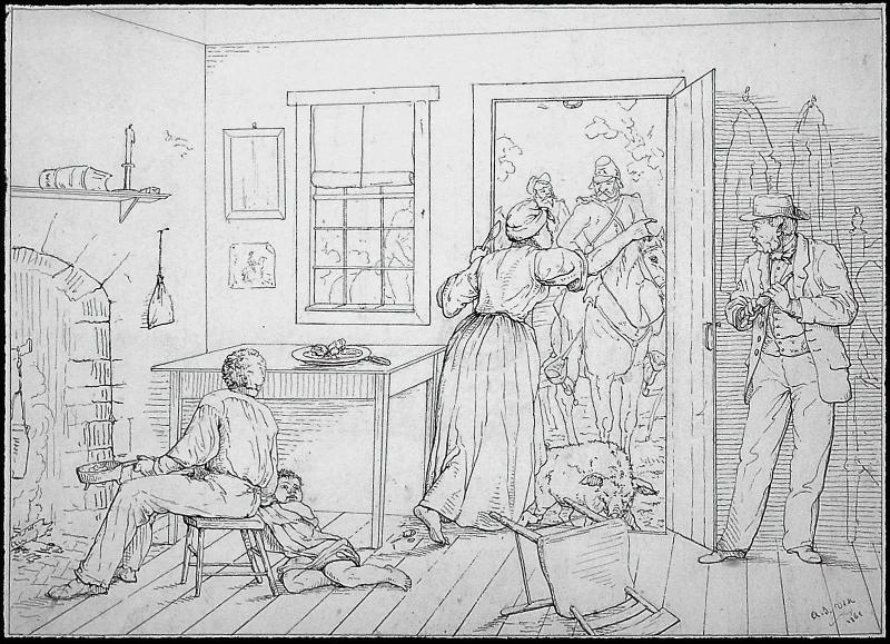 Slaves concealing their master from a searching party
