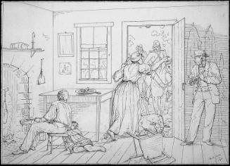Slaves concealing their master from a searching party