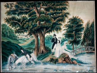 Angling Party in Park, with Horses drinking