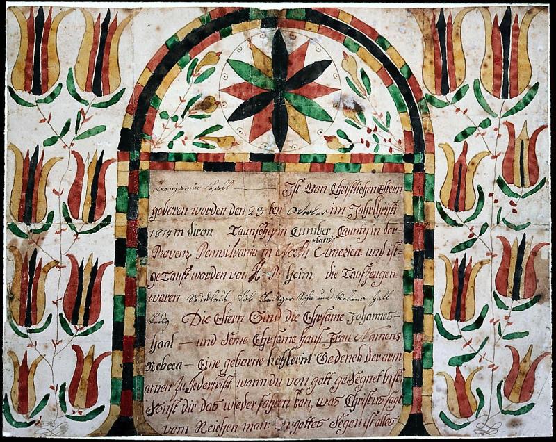 Birth and baptismal certificate for Benjamin Hall