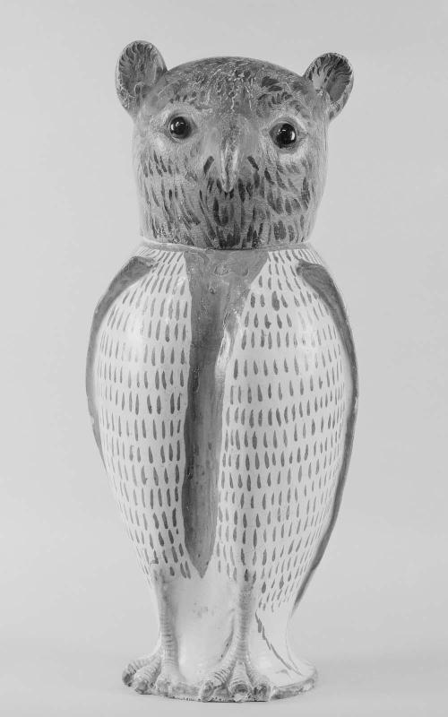Owl jug with wooden head