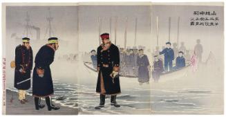 Lieutenant-General Yamaji Leading the Japanese Second Army during its Landing on the Jinzhou (Liaodong) Peninsula (Yamaji chûjô dai ni gun o hiiite Kinshû hantô jôriku no zu)