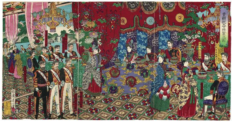 Illustration of a Celebratory Banquet held in Honor of Dignitaries (Kiken shukuen haiga no zu)