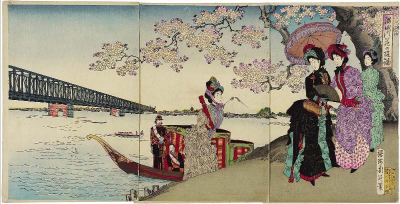 Excursion to View Cherry Blossoms by the Sumida River (Sumidagawa hana no yûran)