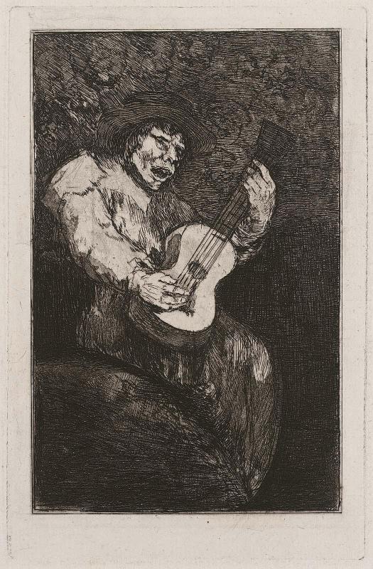Guitarist Among a Background of Demons
