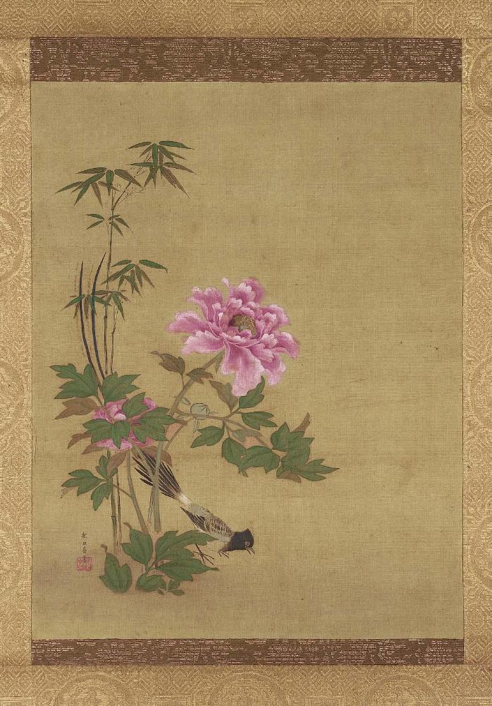 Long-tailed Bird and Peony