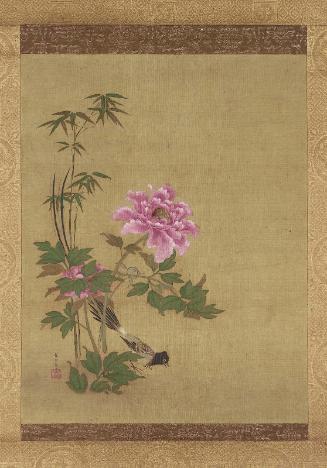 Long-tailed Bird and Peony