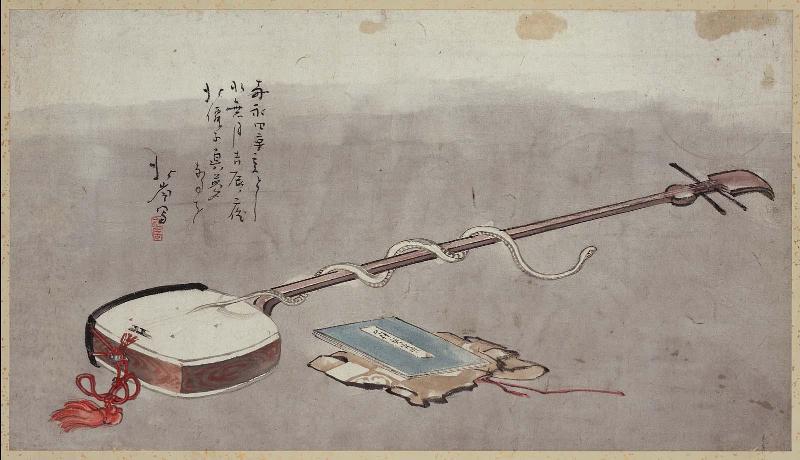 White Serpent on a Shamisen
