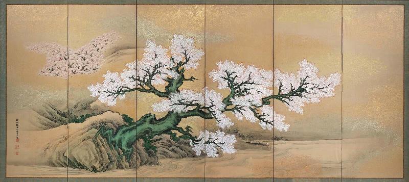 Cherry Blossoms and Stream