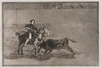 Valor varonil de la celebre Pajuelera en la de Zaragoza. (Manly courage of the celebrated Pajuelera in [the ring] at Zaragoza); from the series "Tauromaquia" (Bullfighting), plate 22