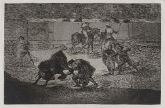 Pepe Illo haciendo el recorte al toro. (Pepe Illo making the pass of the "recorte"); from the series "Tauromaquia" (Bullfighting), plate 29