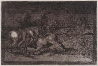 Mariano Ceballos, alias el Indio, mata el tot desde su caballo. (Mariano Ceballos, called "el Indio", kills the bull from horseback); from the series "Tauromaquia" (Bullfighting), plate 23