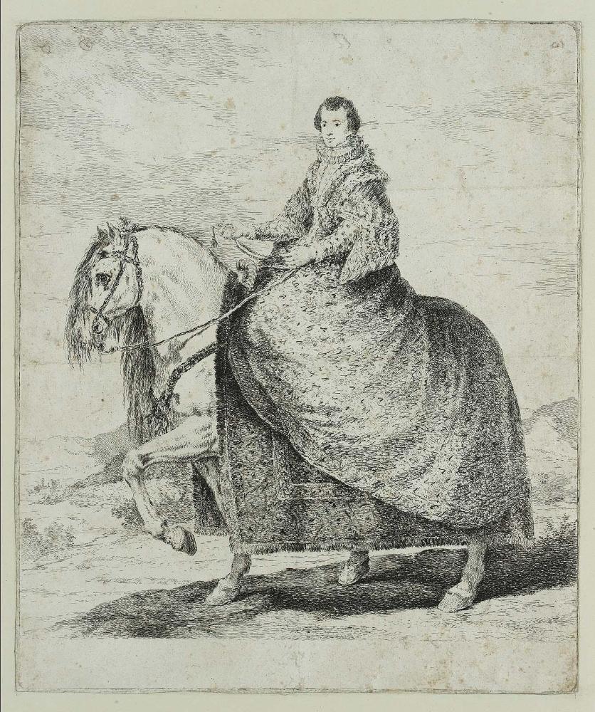 Isabel de Borbón, Queen of Spain, on Horseback