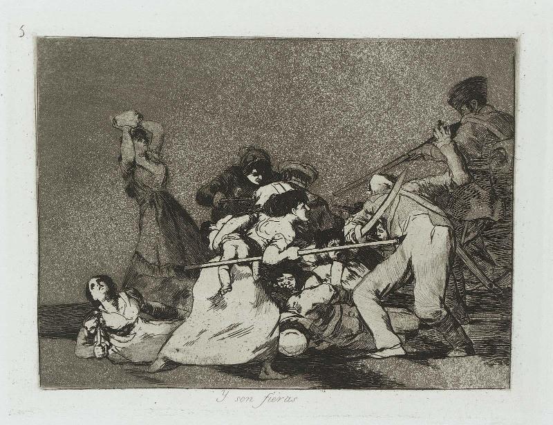 Y son fieras. (And they are wild beasts); from "Los Desastres de la Guerra" (Disasters of War), plate 5
