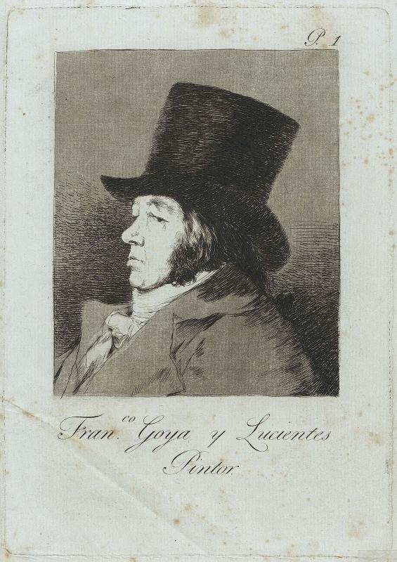 Fran.co Goya y Lucientes, Pintor (Frontispiece, pl. 1, bound into "Los Caprichos") (Francisco Goya, Painter, plate 1 of "Los Caprichos")