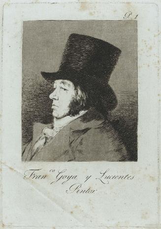 Fran.co Goya y Lucientes, Pintor (Frontispiece, pl. 1, bound into "Los Caprichos") (Francisco Goya, Painter, plate 1 of "Los Caprichos")
