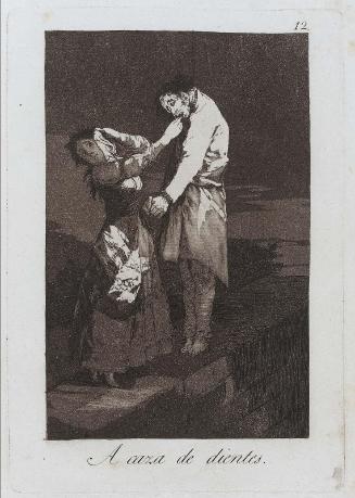 A caza de dientes. (Out hunting for teeth); Plate 12 bound into "Los Caprichos"