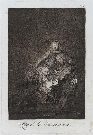 Qual la descañonan! (Oh how they pluck out her quills); Plate 21 bound into "Los Caprichos"