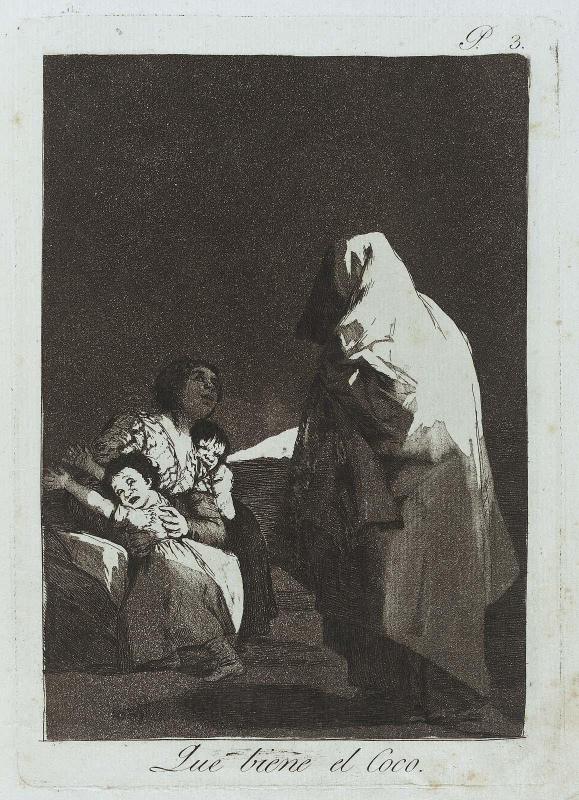 Que biene el Coco. (The bogeyman is coming); Plate 3 bound into "Los Caprichos"