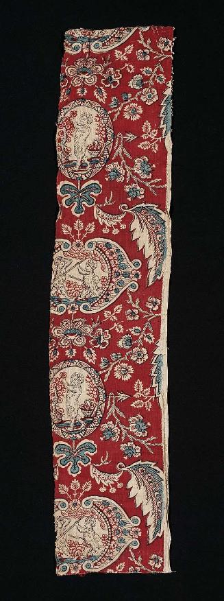 Rectangular piece of printed cotton and linen