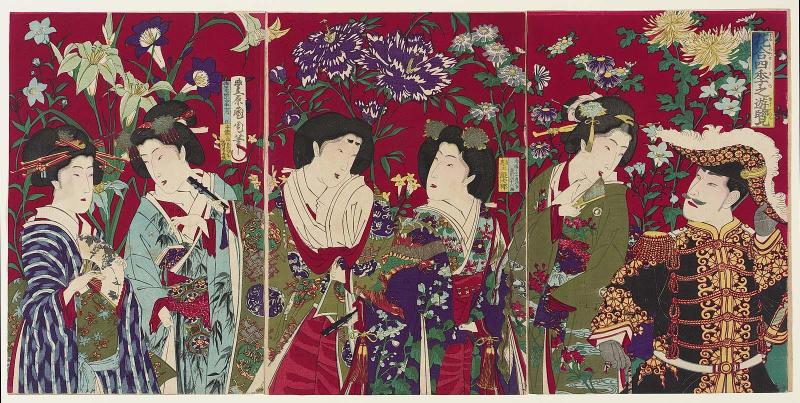 Enjoying a Comparison of the Flowers of the Four Seasons (Hana awase shiki no yûran)