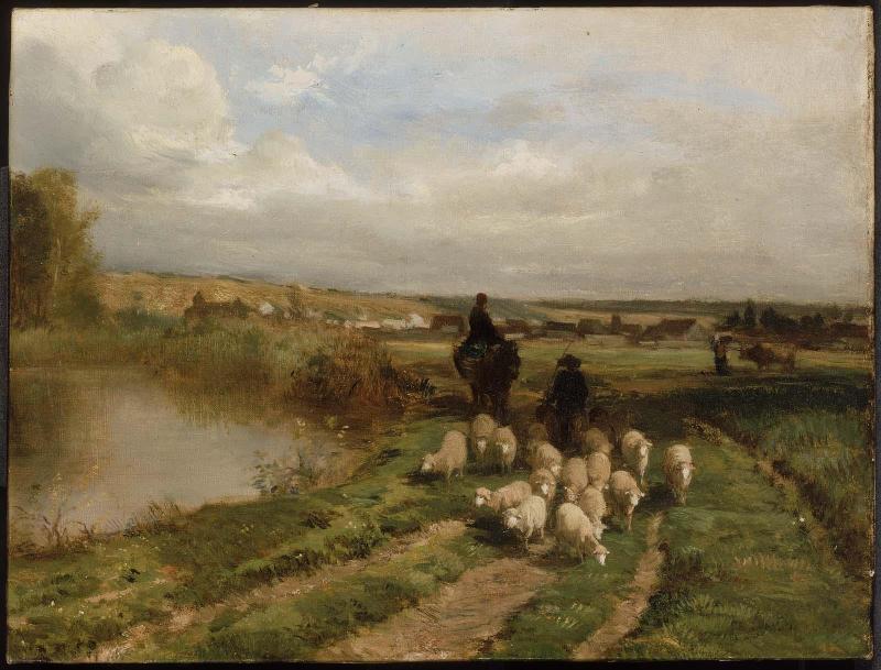 Sheep and Shepherd in a Landscape