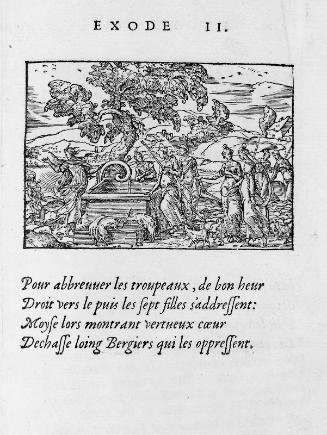 Page with Moses and daughters of the priest of Midian