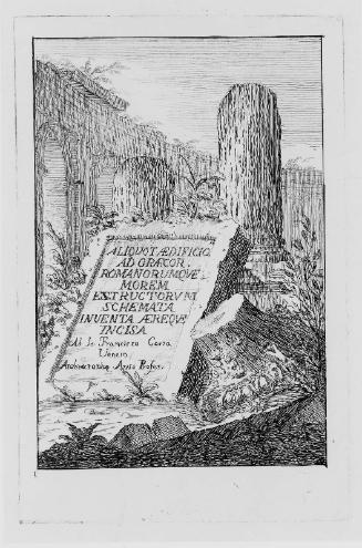 Frontispiece (Plate 1) of Buildings in the Style of the Greeks, Romans, and Etruscans (Aliquot Aedificio. ad Graecor. Romanorumque Morem Estructorum Schemata)